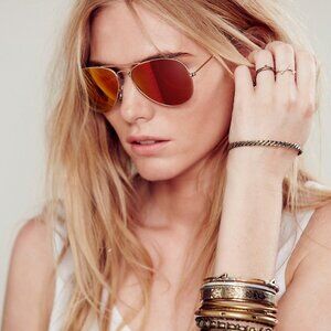 Anthro ETT:TWA Aviator Sunglasses Orange Gold ANTHROPOLOGIE